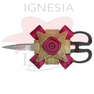 Gunting Hias Pita Satin Kombinasi Bunga Gold Emas