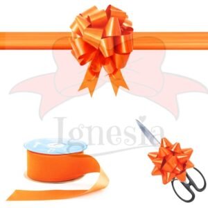 Pita Peresmian Toko Orange 15cm Set Gunting Hias Satin Real Ribbon By IgnesiaBisa Custom